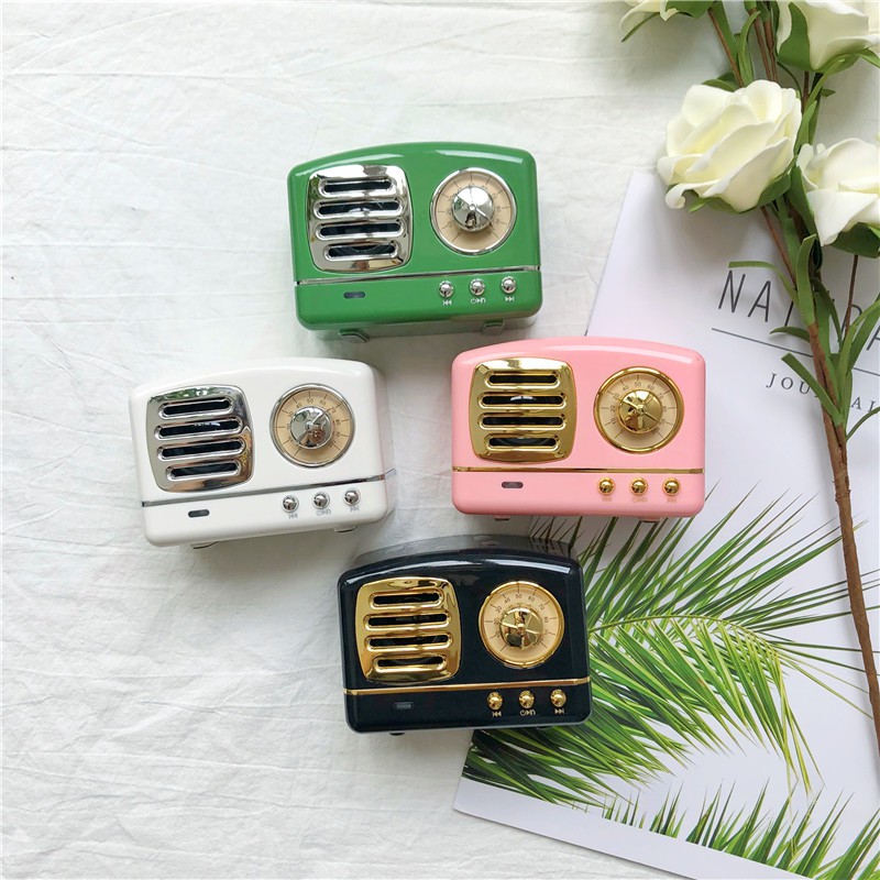 LOA BLUETOOTH VINTAGE TRẮNG - HỒNG DECOR PHÒNG