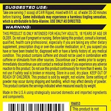 Cellucor C 4 Ripped Hỗ Trợ Đốt Mỡ Và Tăng Sức Mạnh Trong Tập Luyện (30 Lần Dùng)