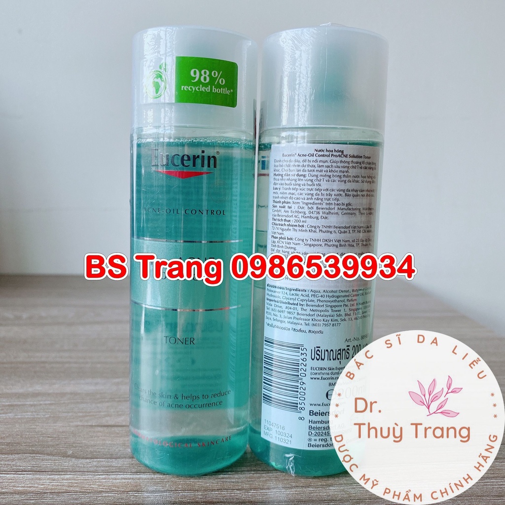 Nước cân bằng Eucerin Pro Acne Toner 200ml cho da dầu mụn