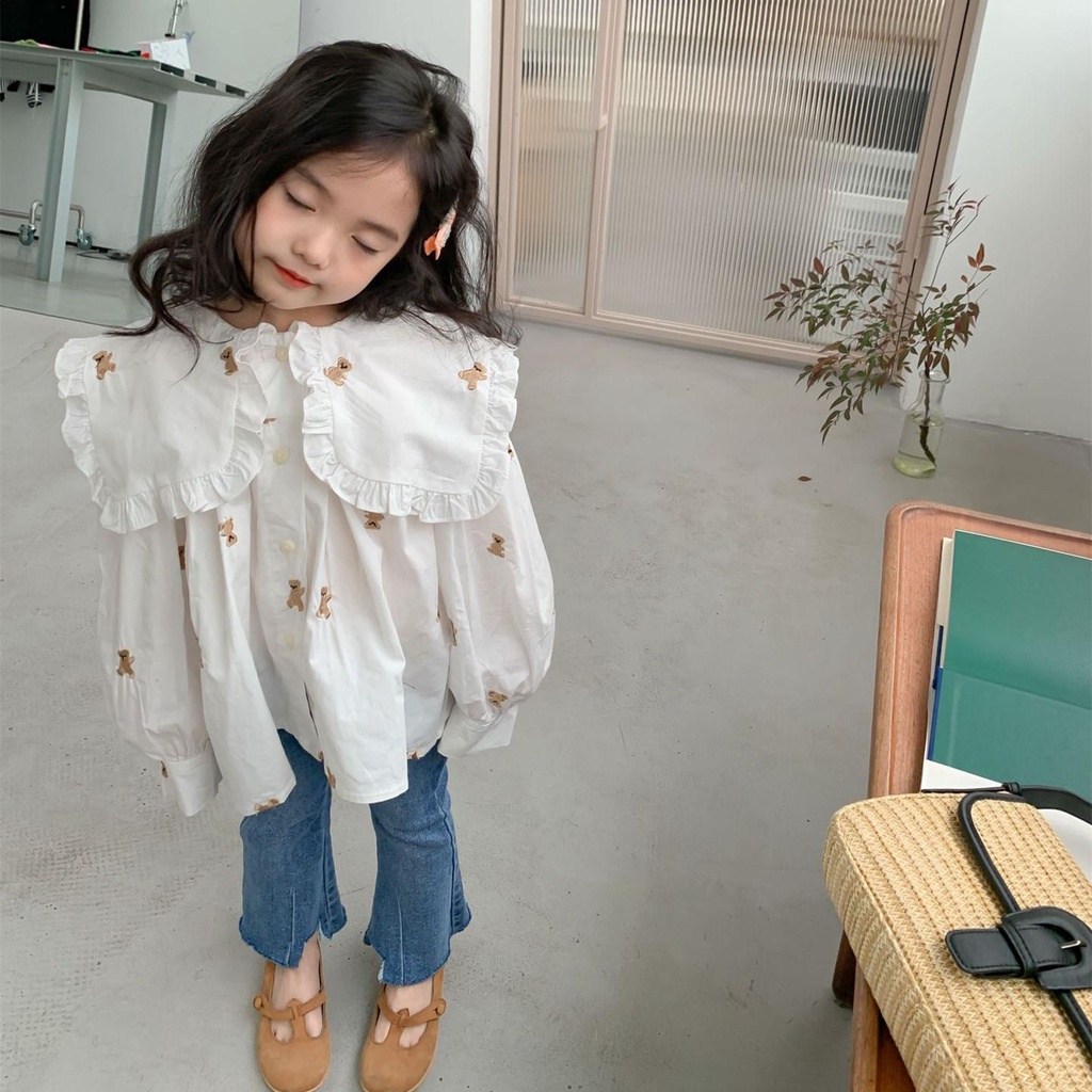 Hàng Mới Về Quần Jeans Ống Loe Ôm Dáng Thời Trang Xuân Thu Phong Cách Hàn Quốc Cho Bé Gái