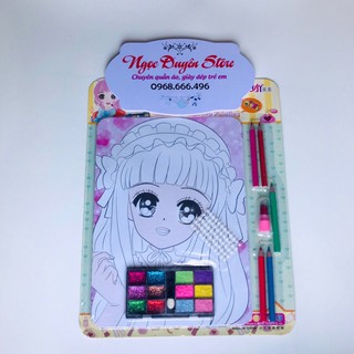[Rẻ nhất shopee] Tranh🍀🍀 Trang Điểm Kèm Son Tô Màu Công Chúa Cho Bé Gái, Tranh Tô Màu Cho Bé