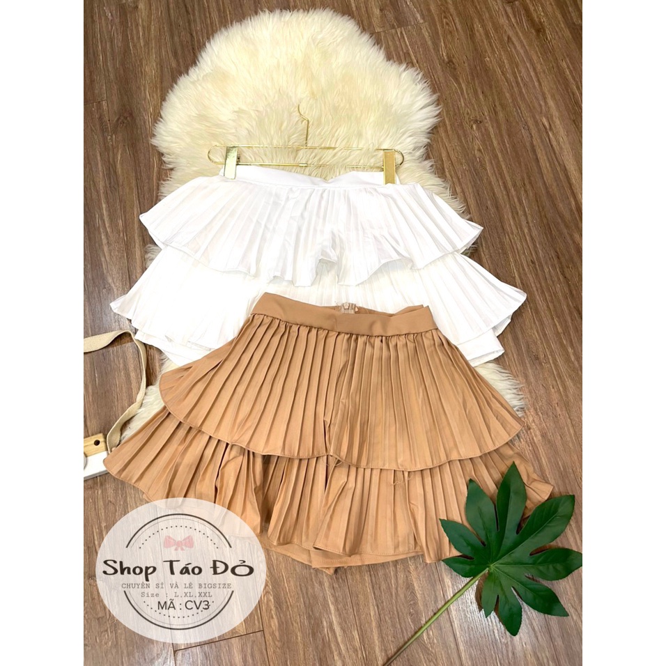 (TÁO ĐỎ BIGSIZE 55-90KG) Chân Váy Tầng Ly Xòe Dáng Ngắn 2 Tầng LY Lưng Cạp Cao Có Quần Trong CV3 (ảnh thật shop chụp) 🥰 | BigBuy360 - bigbuy360.vn