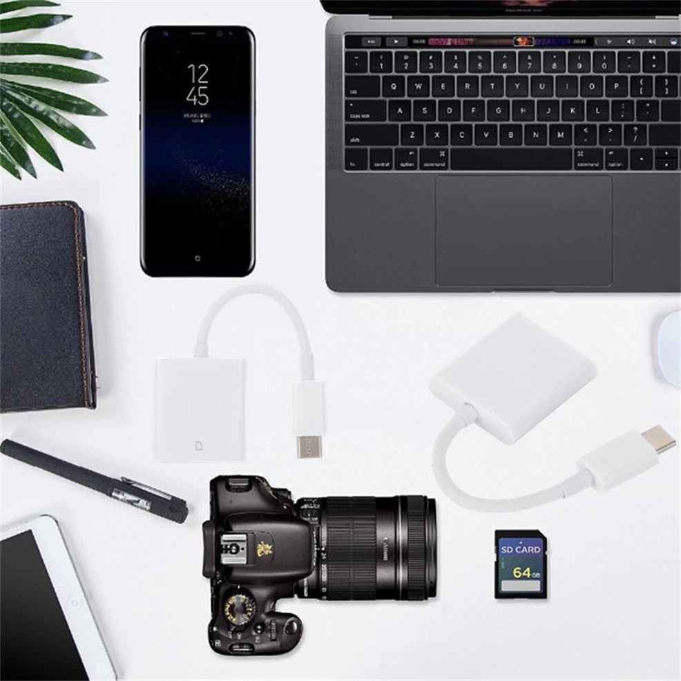 1 Đầu Đọc Thẻ Nhớ USB C Sang SD TF 2 Trong 1 Mini Cho Điện Thoại Android/Máy Tính Bảng/Máy Tính Bảng OTG Type C