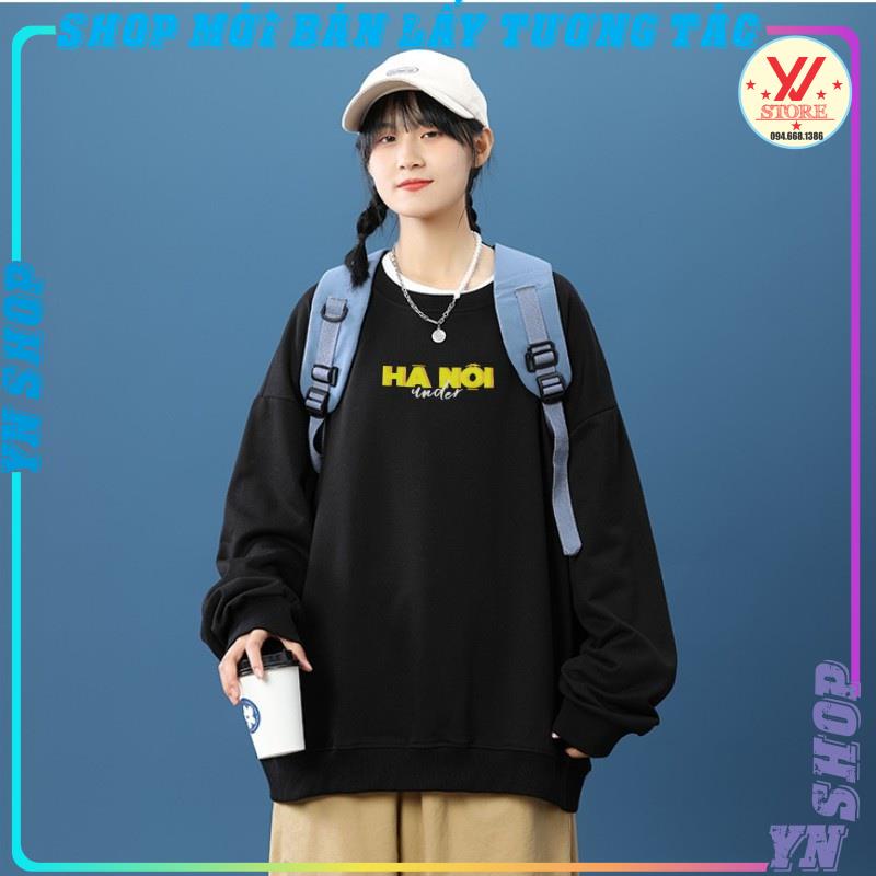 Áo hoodie nỉ  UNISEX Nam Nữ- In Hình Local Brand-Áo sweater LOGO under Hà Nội 36 Form Rộng mẫu trend 2021-Mũ 2 lớp