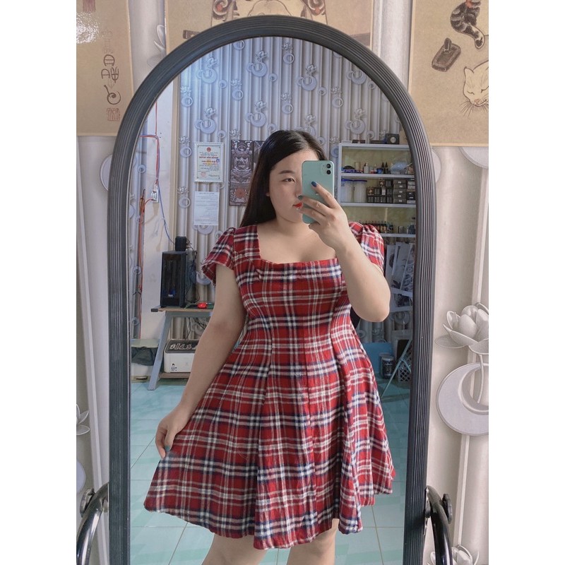 Bigsize Đầm karo nơ