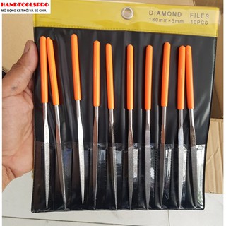 Bộ dũa kim cương tam giác 10 món HONGYU gồm 3size 3x140mm-4x160mm-5x180mm