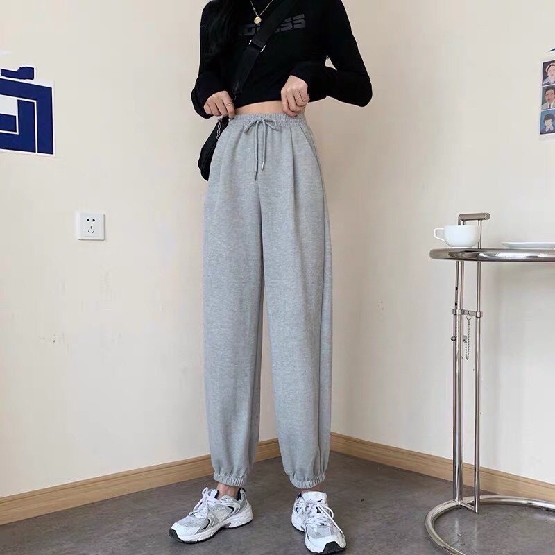 Quần jogger nữ ống rộng thể thao quần tập gym Bigsize phong cách ulzzang