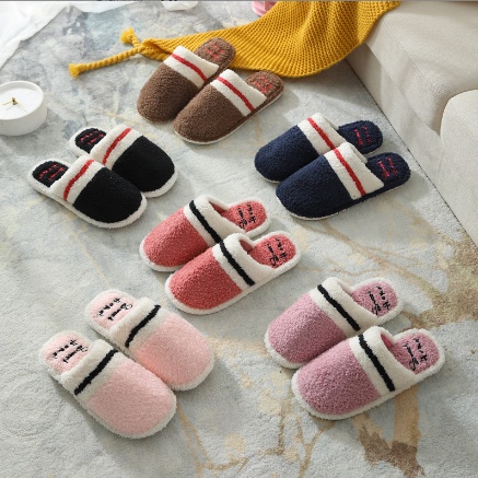Dép Bông Mang Trong Nhà Kẻ Sọc Nhiều Màu Sắc Dành Cho Phái Nữ