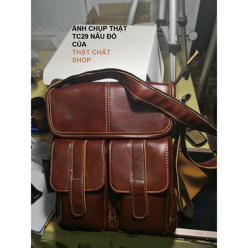 Túi đeo da bò loại một màu nâu cao cấp TC29 thatchatstore | BigBuy360 - bigbuy360.vn