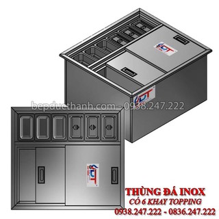 Thùng Đá Inox Có Khay Topping