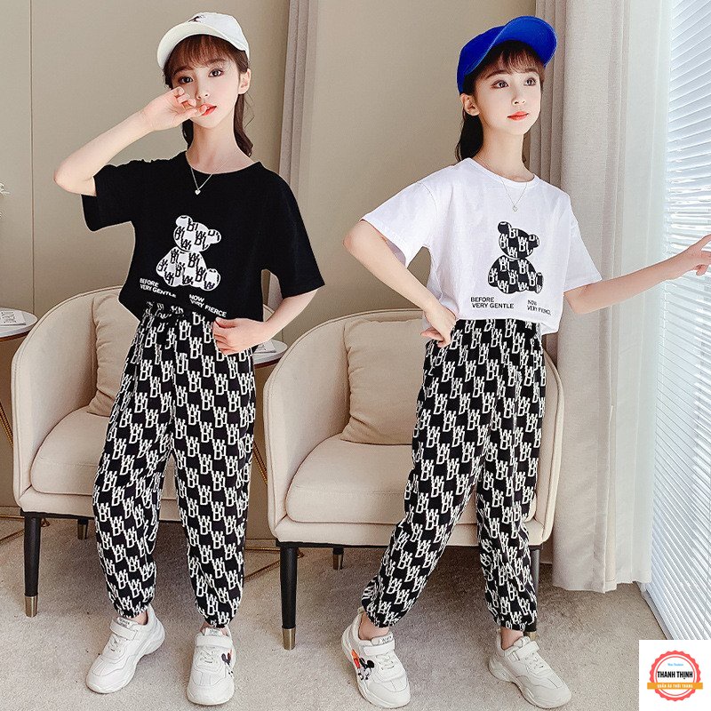 Set Bộ quần áo Cho Bé Gái Mùa Hè THANH THỊNH 18-45kg Mẫu Gấu WB. thiết kế đẹp, đường may kỹ.
