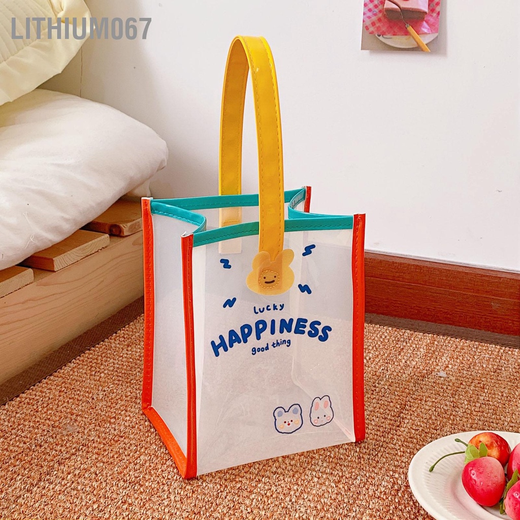 Lithium067 Túi xách trong suốt Phim hoạt hình dễ thương Hình chú thỏ đeo trên bãi biển để đi du lịch Mua sắm tại nhà