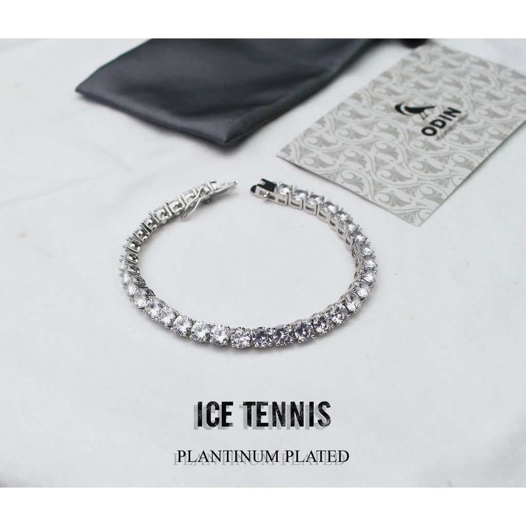 Vòng Ice Tennis - Titan trắng đính đá CZ phủ bạch kim  - KHÔNG GỈ - KHÔNG XUỐNG MÀU [Tặng kèm nhẫn đính đá]