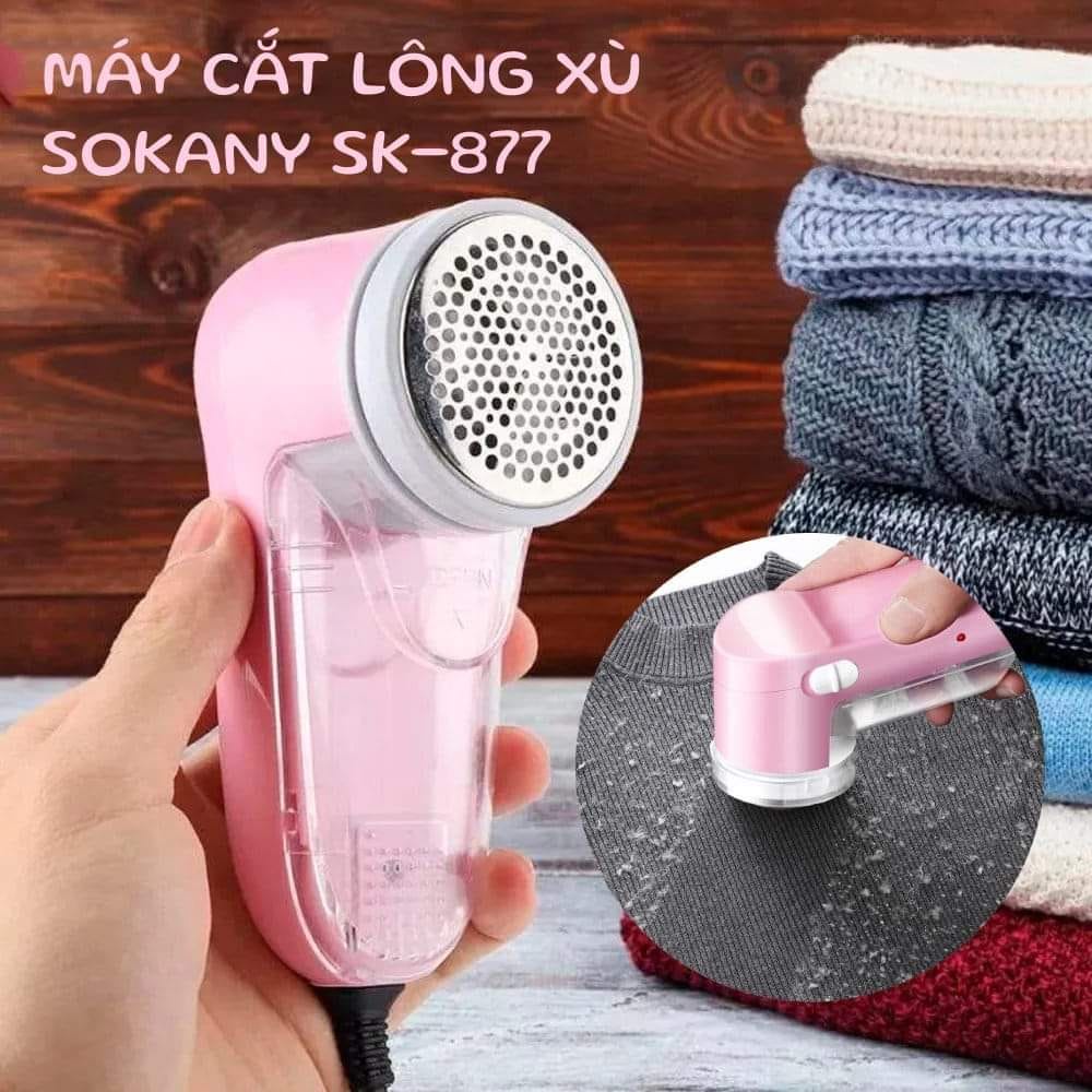 Máy Cắt Lông Xù Quần Áo SoKaNy SK-877 dùng điện cắt siêu mạnh ,Máy cắt lông xù vải len 6 lưỡi siêu bén siêu bền tiện lợi