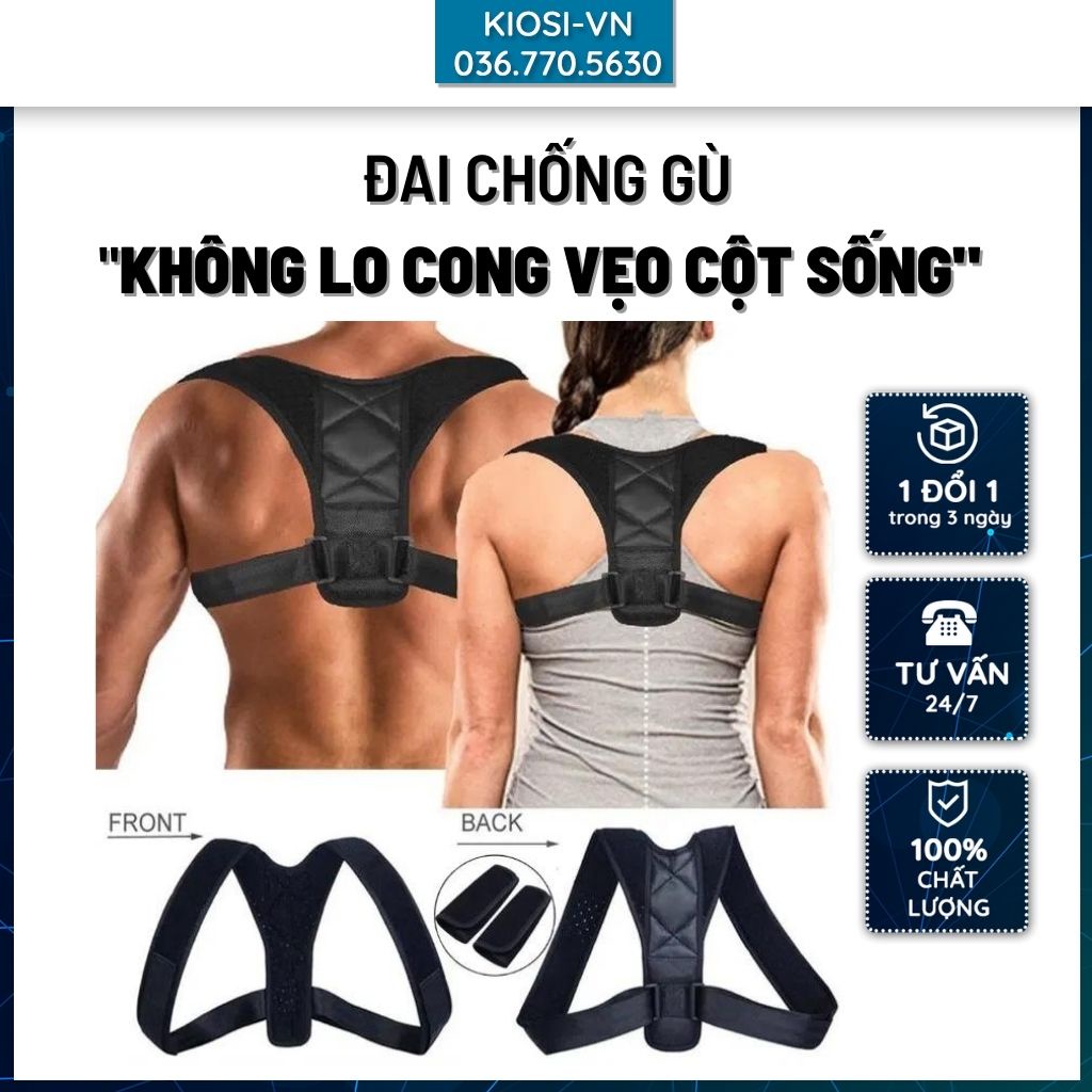 Đai chống gù lưng, Đai thẳng cột sống, Đai hỗ trợ thẳng lưng khi ngồi và vận động - Bền bỉ - Tạo dáng đẹp BH 1 ĐỔI 1