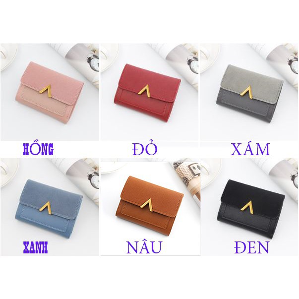 Ví Nữ Ngắn ❤️FREESHIP❤️ Giảm 20k khi nhập mã [ MICOCHI 20k ] _Ví Nữ Da Lộn Chữ V Độc Đáo New 2020
