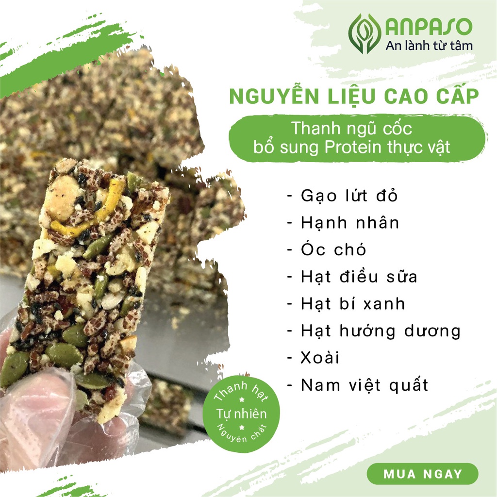 Thanh Ngũ Cốc  Anpaso Ăn Kiêng, Giảm Cân, Eat Clean, bổ sung Protein, vitamin,chất xơ hộp 150g 6 thanh