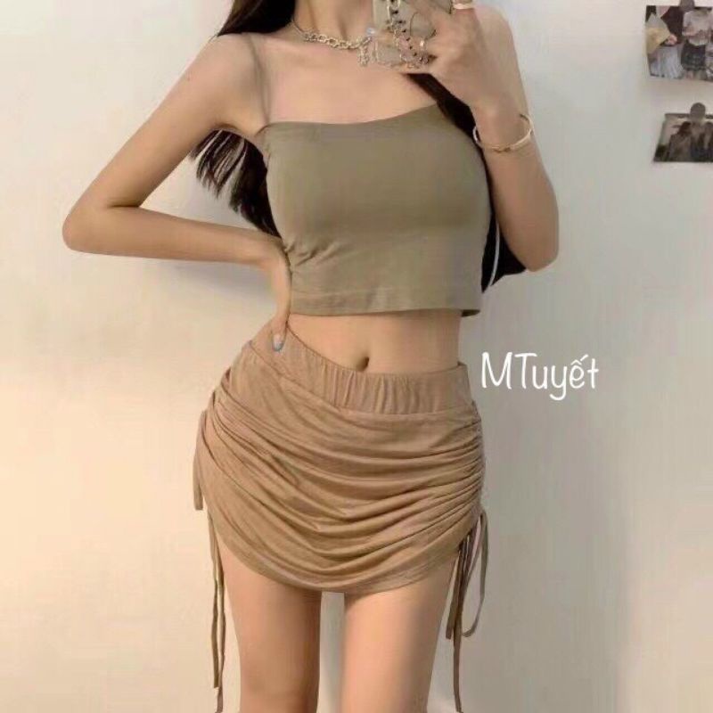Chân váy dúm dây rút sườn