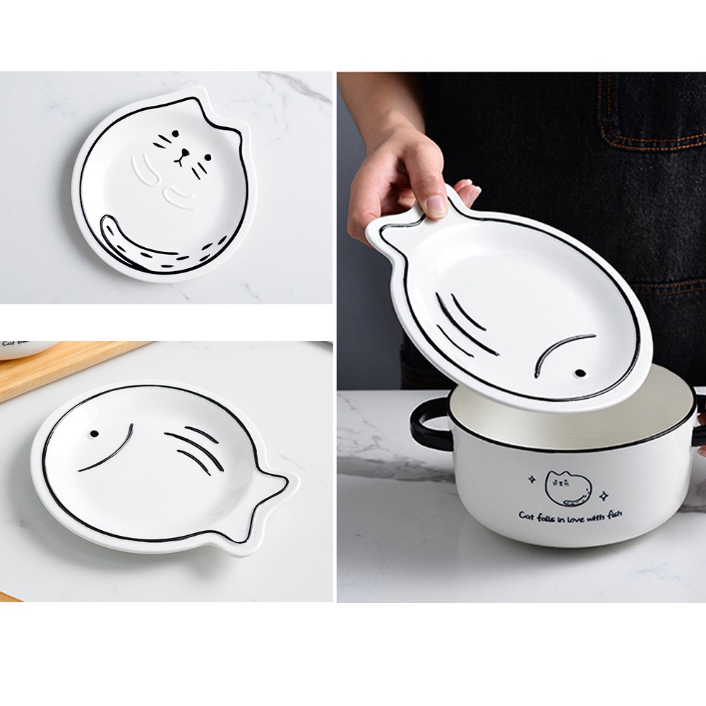 Tô mì có nắp, bát mì ramen gốm sứ hình con mèo PUSHEEN – phong cách Nhật Bản, tô canh sứ cao cấp nhập khẩu