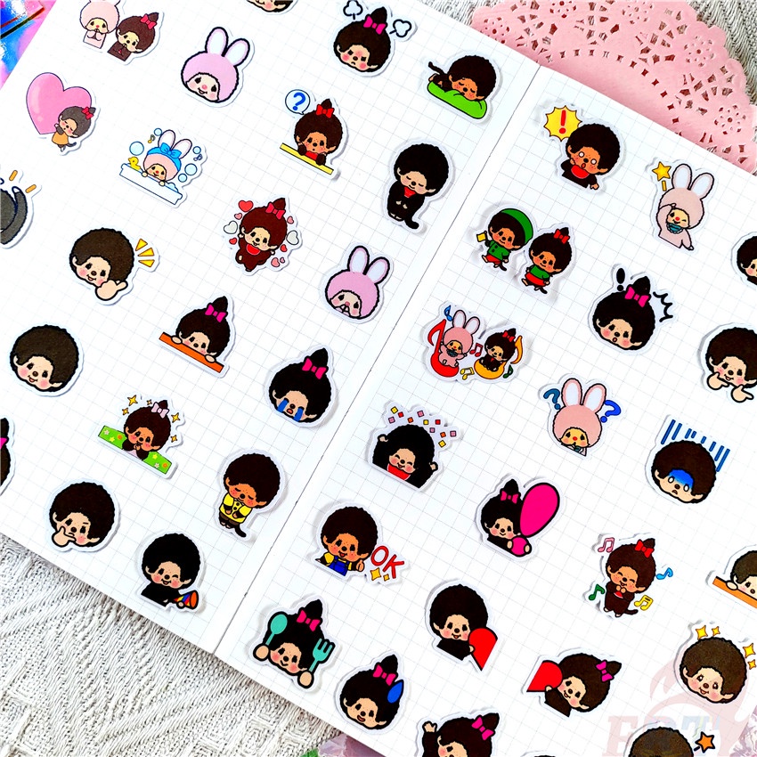 ★★★ Sticker Dán Trang Trí Nhật Ký Mini MONCHHICHI Q-1 ★★★ 48 Miếng Dán Decal Thời Trang Trang Trí Album