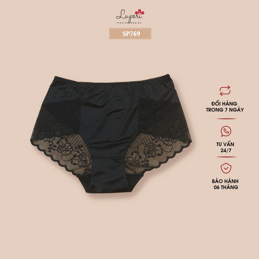 Quần lót Nữ Ren Luperi Phom To Lưng Cao Ôm Gọn Bụng Viền Mông Không Đường May Họa Tiết Hoa Xinh Xắn LUQL769
