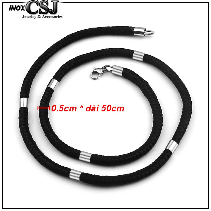 DÂY CHUYỀN DÙ THÁI MÀU ĐEN BỌC KHOEN INOX CAO CẤP RẺ, ĐẸP, CHẤT