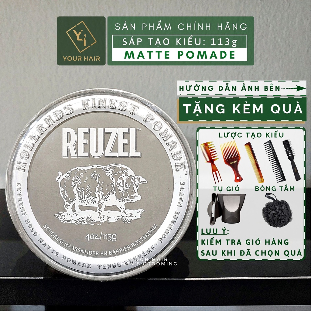 Sáp vuốt tóc Reuzel Extreme Hold Matte Pomade - 113g