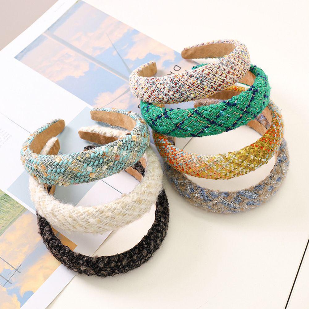 Cài Tóc Bản Rộng Họa Tiết Kẻ Sọc Caro Phong Cách Cổ Điển Thời Trang Cho Nữ