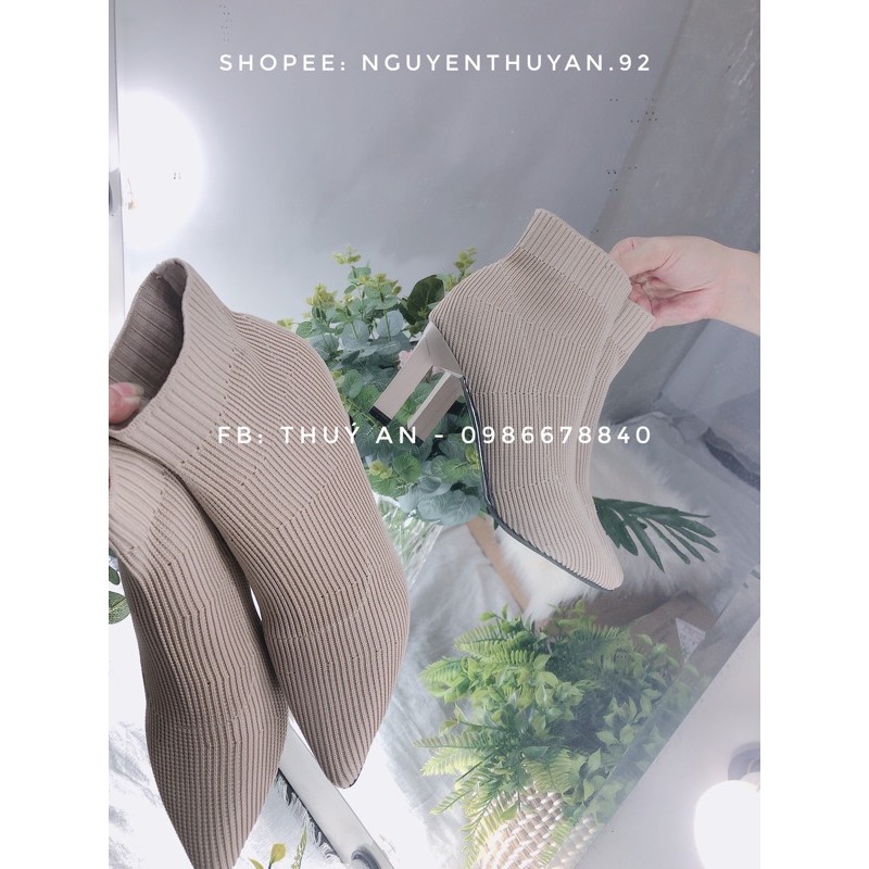 Bốt len cao cổ đế 7,5cm loại đẹp [VIDEO +ẢNH THẬT]sẵn đen 34,36, be 36 | BigBuy360 - bigbuy360.vn