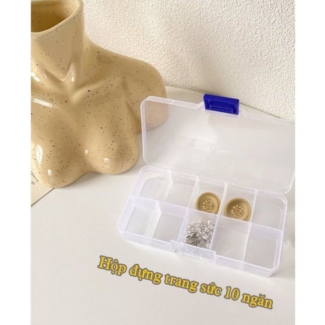 Hộp nhựa 10 ngăn chia thuốc, hộp đựng dây buộc tóc