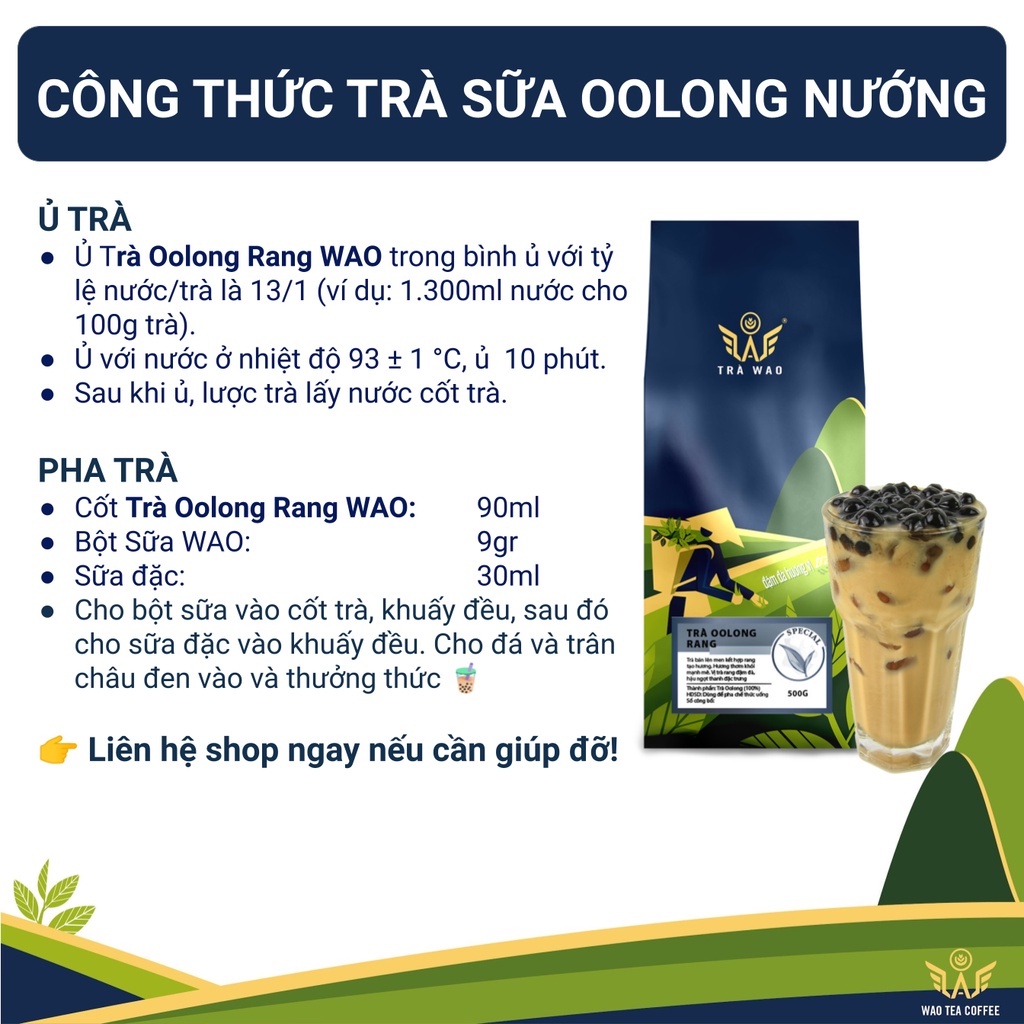 Trà Oolong Rang WAO (1000gr/túi) pha trà sữa oolong nướng, oolong rang