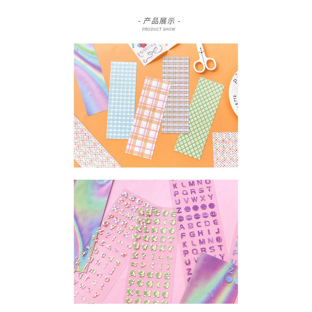 Set 2 sticker chữ cái và số trang trí phong cách Hàn Quốc