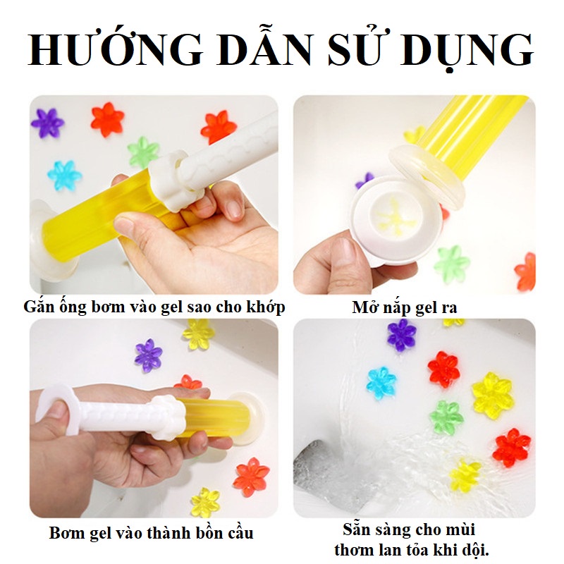 Gel Khử Mùi Bồn Vệ Sinh, Gel Thơm Khử Bồn Cầu, Toilet, Hình Bông Hoa Dạng Thạch 6 Màu Sắc Độc Đáo