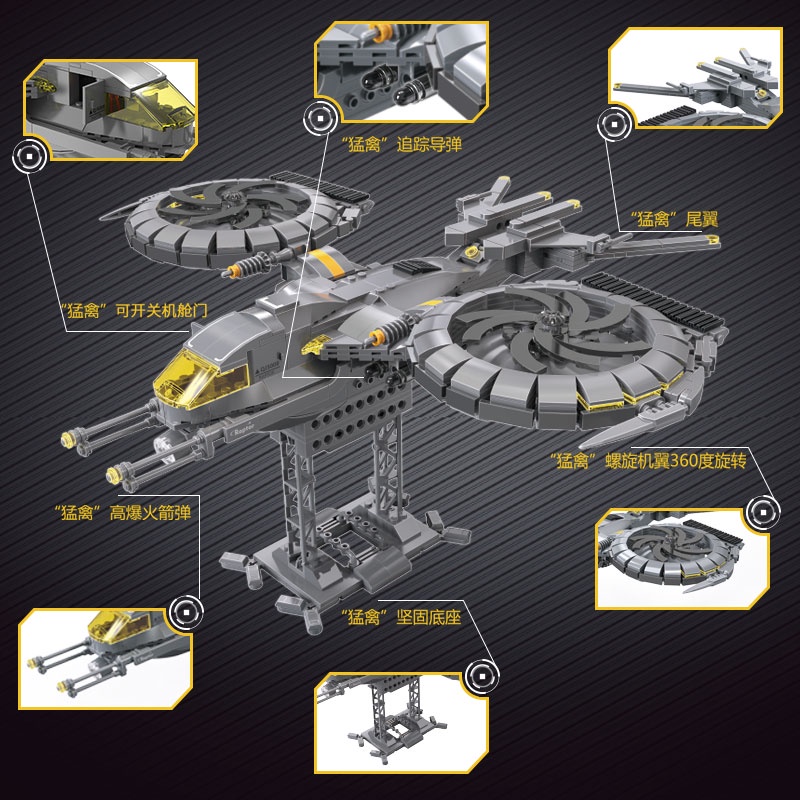 Đồ chơi Lắp ráp Mô hình ZheGao QJ5008 MOC Technic Raptor Attack Aircraft