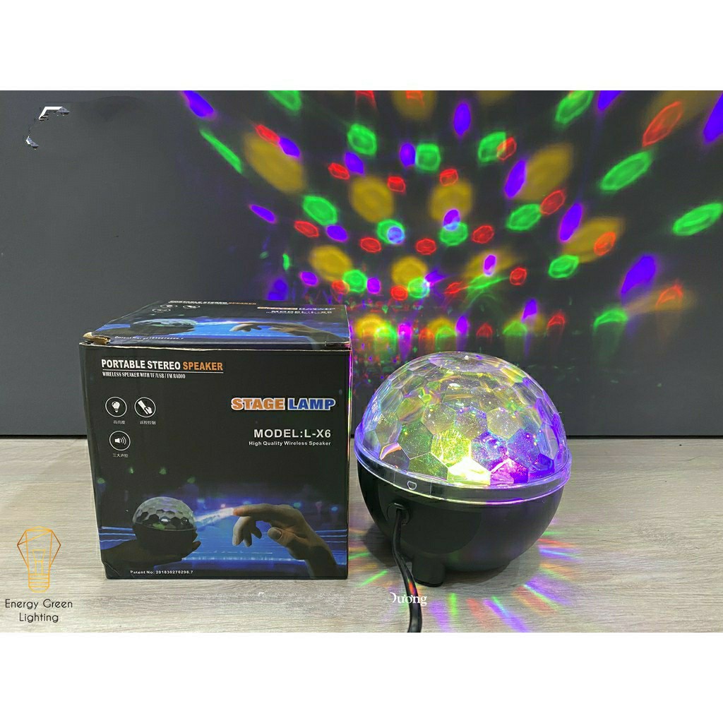 Đèn LED Sân Khấu Pha Lê Mini RGB L-X6 - Dải Led Chuyển Động Đa Màu Sắc - Cảm Ứng Nháy Theo Điệu Nhạc - Có Điều Khiển