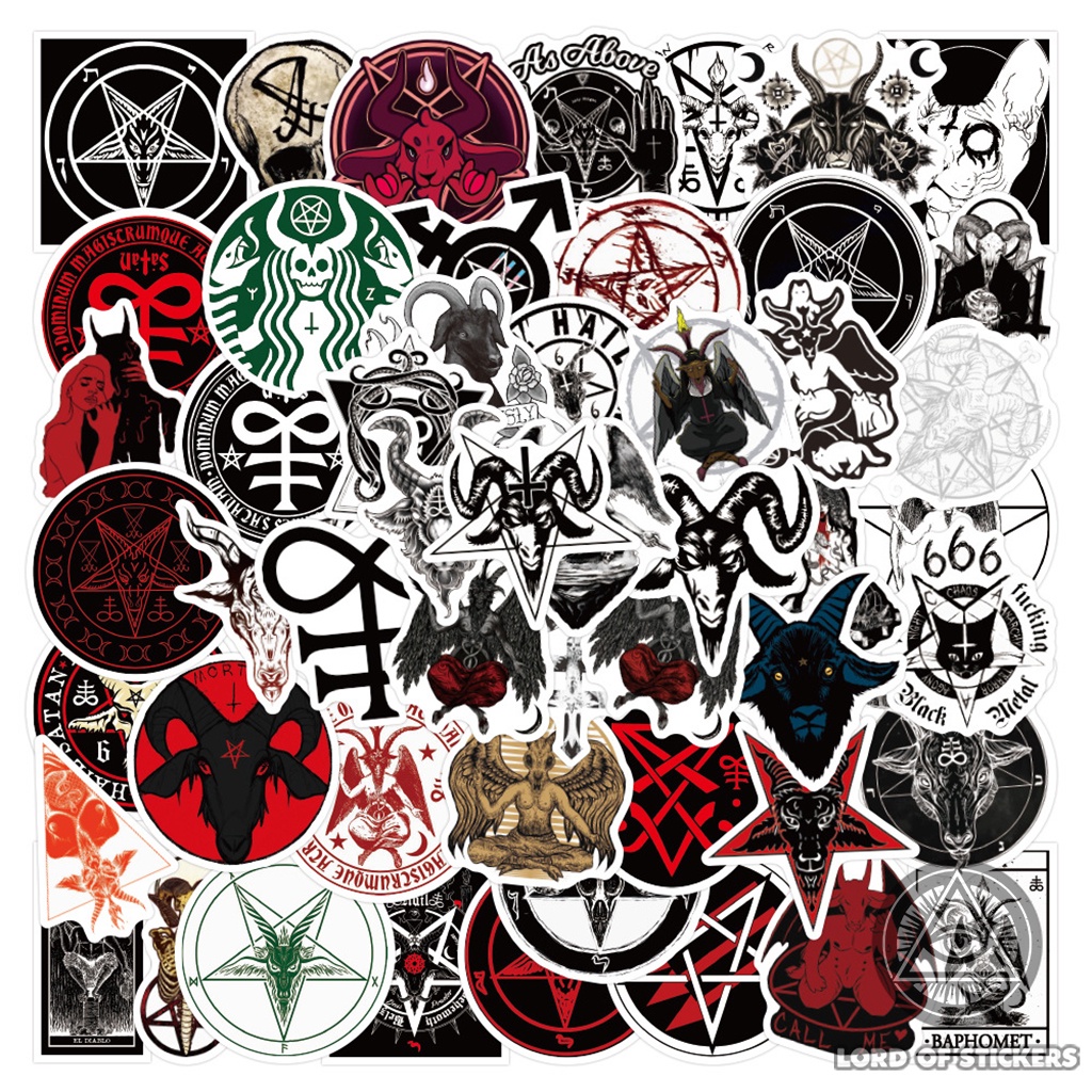 Set 50 Nhãn Dán Quỷ Satan Sticker Graffiti Chống Thấm Nước Trang Trí Mũ Nón Bảo Hiểm, Điện Thoại, Ván Trượt, Laptop, Sổ