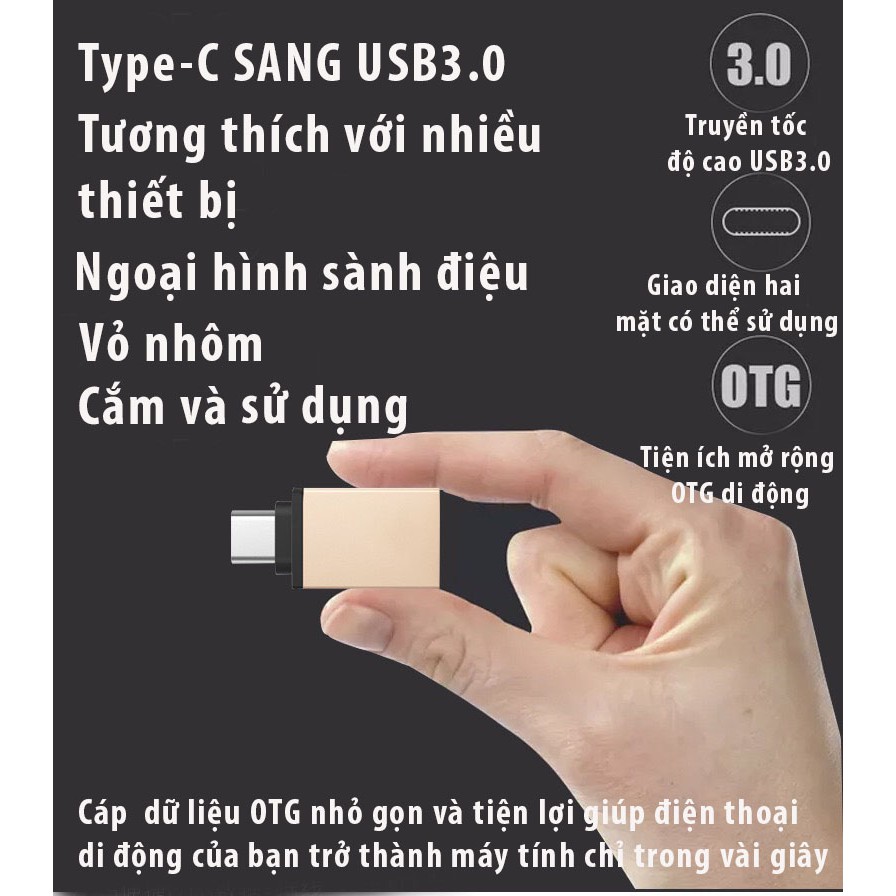 Đầu Chuyển Đổi USB Type C sang USB 3.0 Cho ĐT,laptop táo