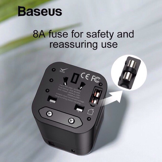 [Bh 12 Tháng] Bộ sạc nhanh du lịch đa năng Baseus Removable 2 in 1 Universal Travel Adapter PPS Quick Charger Edition