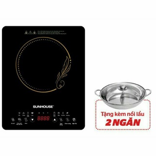 Bếp từ cảm ứng Sunhouse SHD6806, tặng kèm nồi lẩu 02 ngăn tiện dụng, siêu nhanh, bảo hành 12 tháng chính hãng,