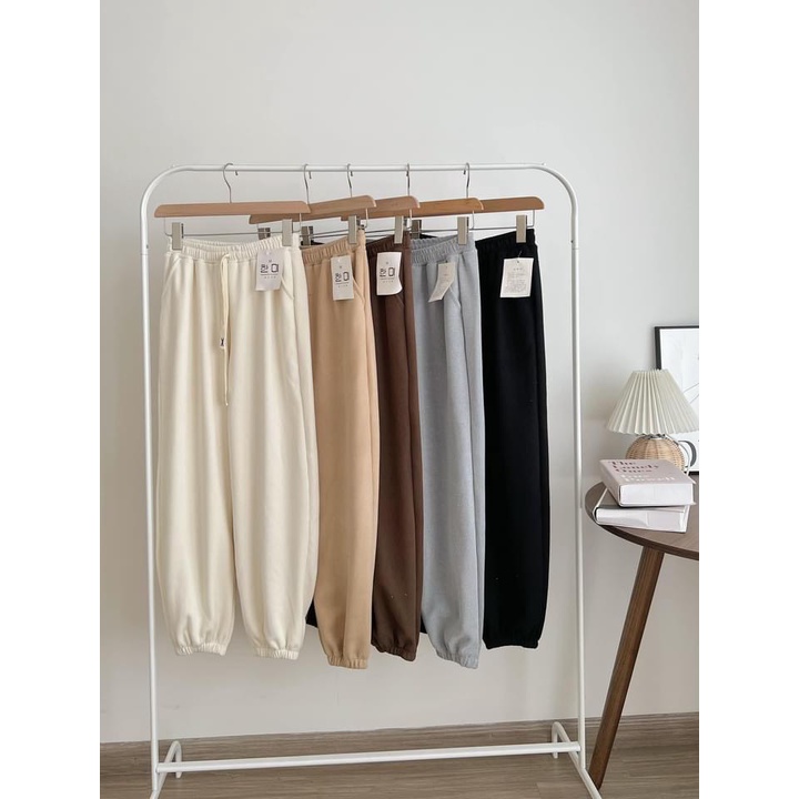 Quần Bom Chun Dáng Rộng Unisex Nam Nữ Vintage Chất Nhung Tăm Trơn Form Rộng Uzzlang- Bo Chun Bồng Đi Học THể Thao