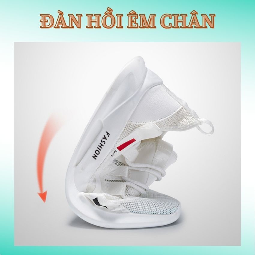 Giày thể thao nam sneaker trắng đế nhẹ êm chân dễ phối đồ đi chơi đi học chạy bộ