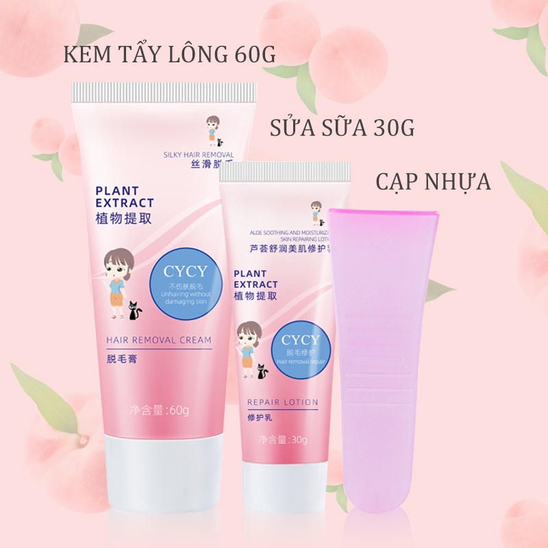 [HCM][Peachy Sis Shop] CYCY Combo Kem Tẩy Lông Tái Tạo Da (60g kem tẩy lông + 30g kem phục hồi) KB-TMG01