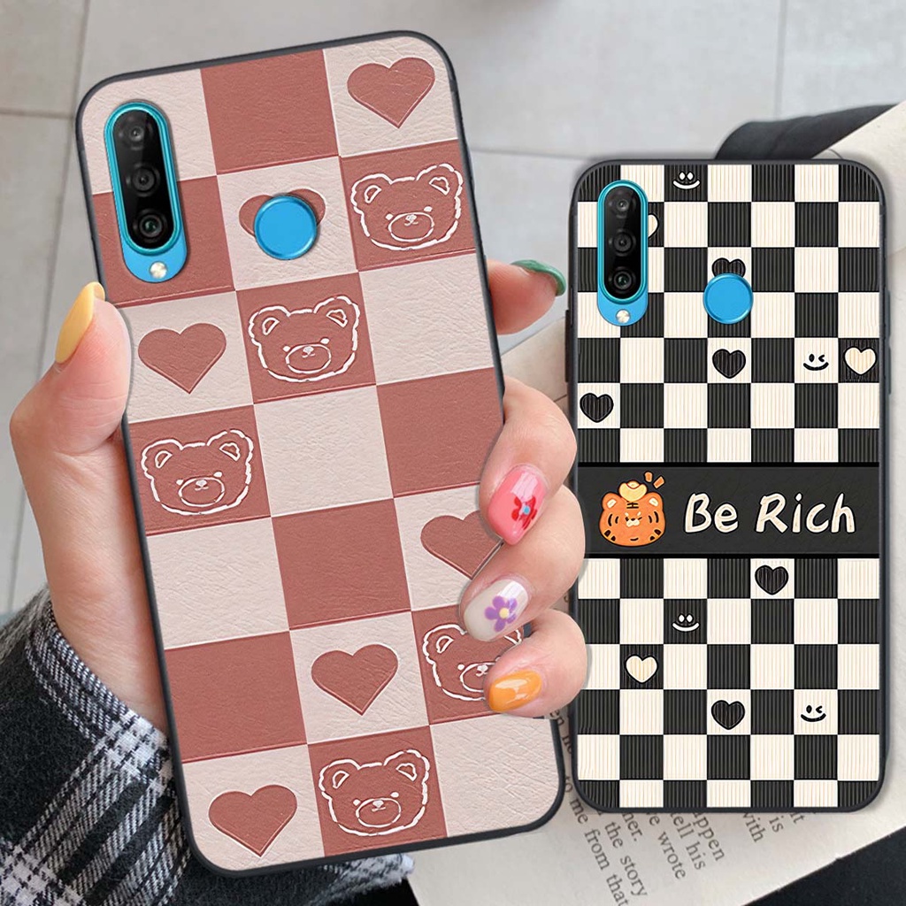 Ốp Huawei Nova 4e / P30 Lite gấu Bear rick caro vuông thời trang siêu đẹp