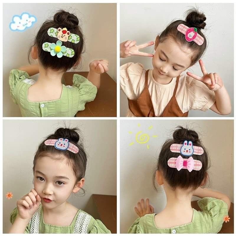 SET 3 MIẾNG DÁN TÓC SẮC MÀU ĐÍNH NƠ SIÊU YÊU CHO BÉ