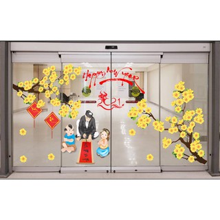 Decal trang trí tết happy new year PK626 (Không phai màu)