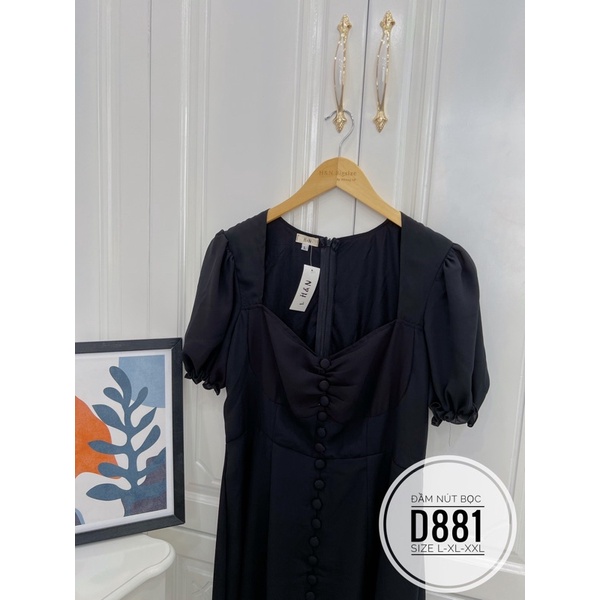 BIGSIZE Đầm trắng nút bọc D881