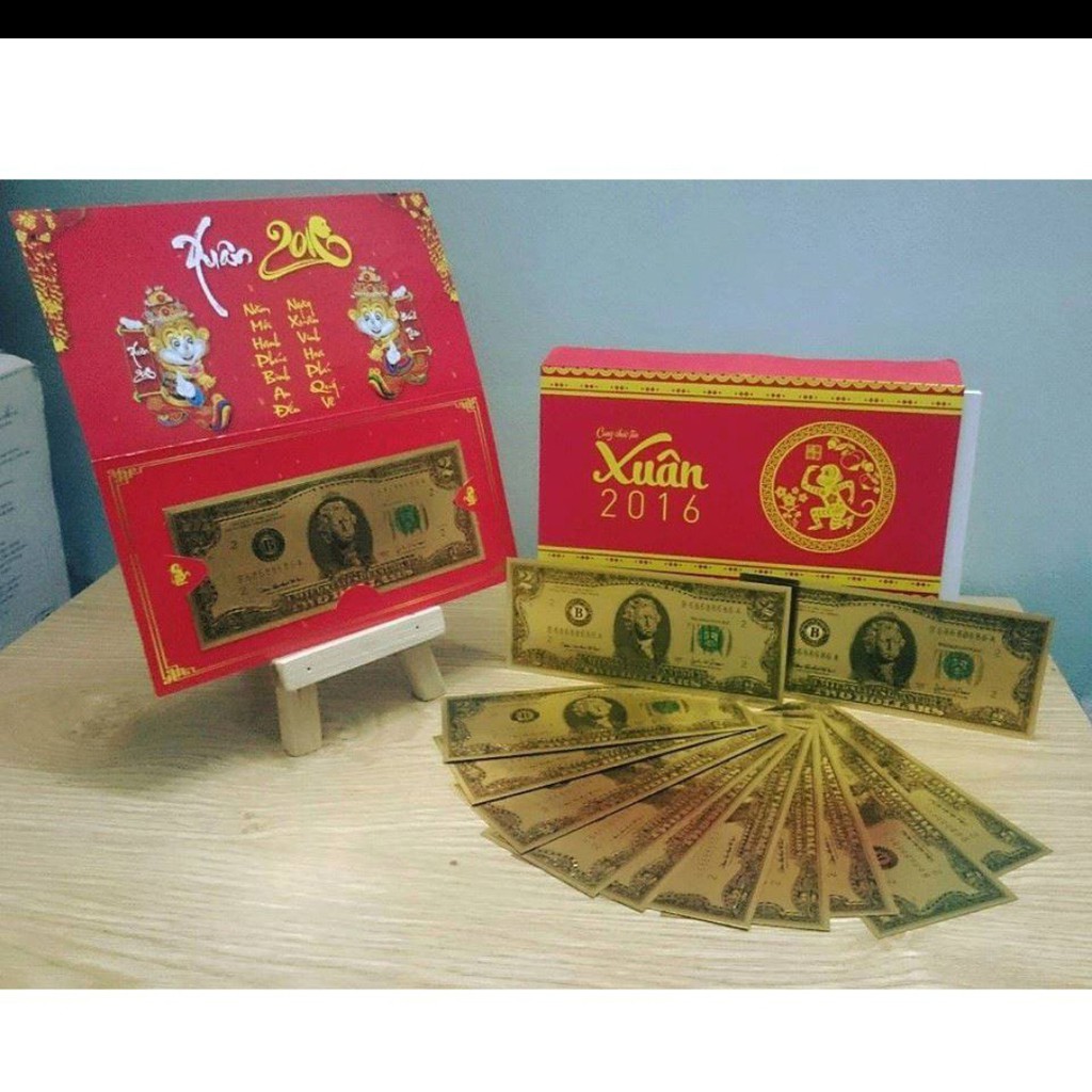 [ Giá Sỉ ] 20-50-100 Tờ Tiền Đô La Mạ Vàng May Mắn (2$/100$)