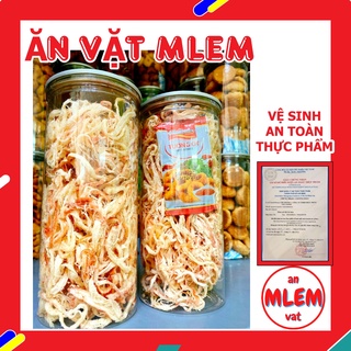 Khô mực hấp nước dừa xé sợi thơm ngon hủ 300Gr tặng kèm tương ớt đồ ăn vặt Mlem
