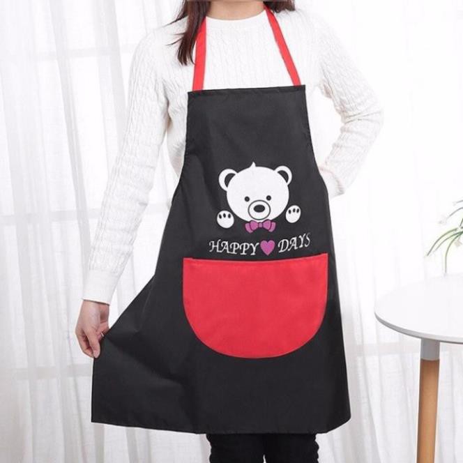[Xả kho + free ship] Tạp dề làm bếp bằng vải in hình gấu HAPPY DAYS xinh xắn thaylamua
