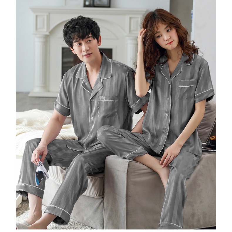 Đồ Ngủ Satin Lụa Cao Cấp 💫 Đồ Đôi Lụa Gấm Mặc Nhà Nam Nữ 💫 IVY614 | BigBuy360 - bigbuy360.vn